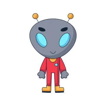Alien cartoon space doodle hand drawn concept design vector art illustration Stock Illustration