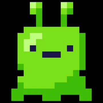 Alien character green octopus vector pixel art, space monster, mutant astronaut Stock Illustration
