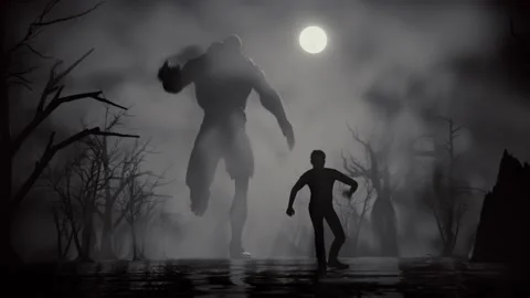 Alien chasing man seamless loop Video stock 232400693