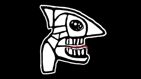 Alien chewing red meat illustration looped 2d animated video Stock Footage 296405932