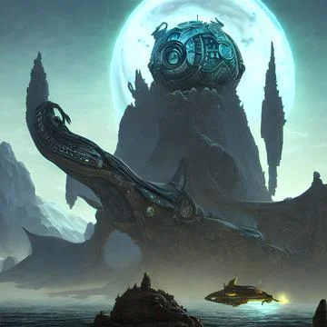 Alien city on another far away planet, Older civilisation Stock Illustration