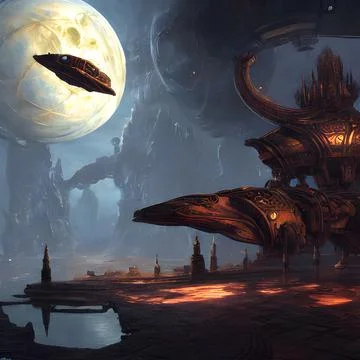 Alien city on another far away planet, Older civilisation Stock Illustration