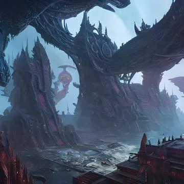 Alien city on another far away planet, Older civilisation 库存插图