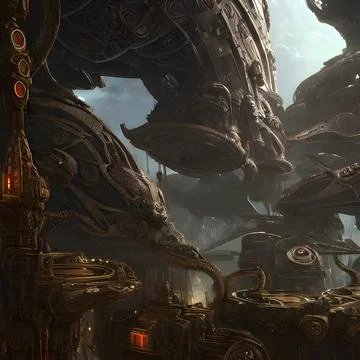 Alien city on another far away planet, Older civilisation Stock Illustration