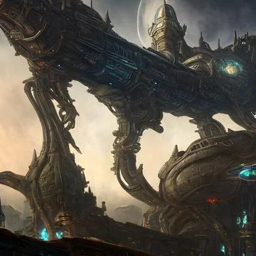 Alien city on another far away planet, Older civilisation Stock Illustration