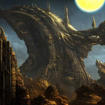 Alien city on another far away planet, Older civilisation Stock Illustration