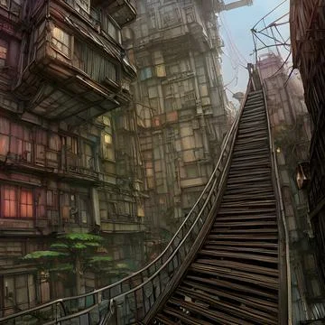 Alien city on another far away planet, Older civilisation Stock Illustration