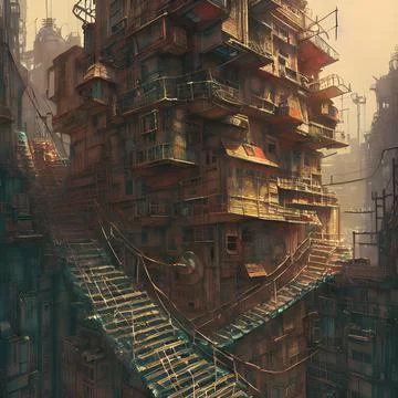 Alien city on another far away planet, Older civilisation Illustrazione stock