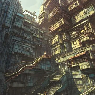 Alien city on another far away planet, Older civilisation Stock Illustration