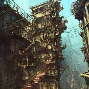 Alien city on another far away planet, Older civilisation Illustrazione stock