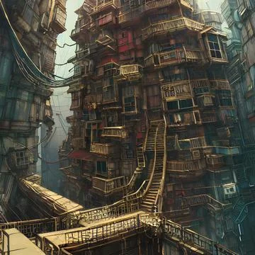 Alien city on another far away planet, Older civilisation Illustrazione stock