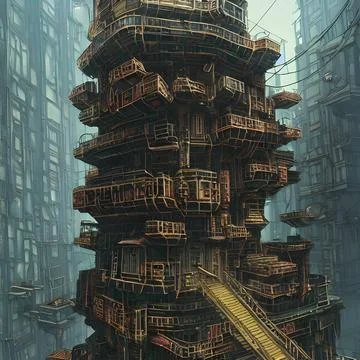 Alien city on another far away planet, Older civilisation Stock Illustration