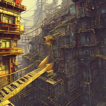 Alien city on another far away planet, Older civilisation Stock Illustration
