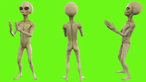 Alien clapping. Loopable animation on green screen. 4k. Stock Footage 87100184