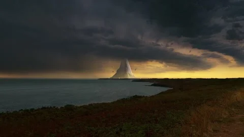 Alien Coastal Pyramid Stock Footage 169772342