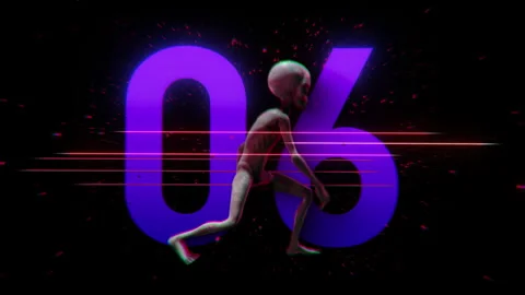 Alien Colour Strobe Countdown 06 Stock Footage 293489586