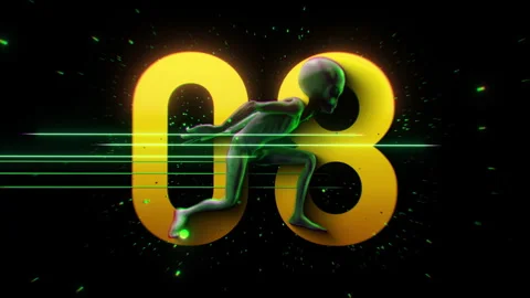 Alien Colour Strobe Countdown 08 Stock Footage 293489675