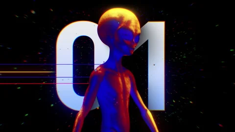 Alien Colourful Countdown Number 01 Stock Footage 293485804