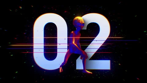 Alien Colourful Countdown Number 02 Stock Footage 293485794