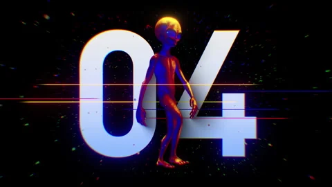 Alien Colourful Countdown Number 04 Stock Footage 293486078