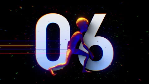 Alien Colourful Countdown Number 06 Video stock 293486246