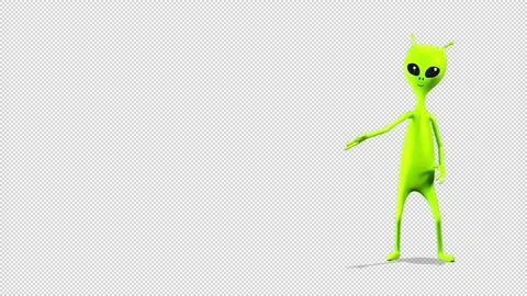 Alien comes out from the right side of the screen and greeting 库存影片 163282640