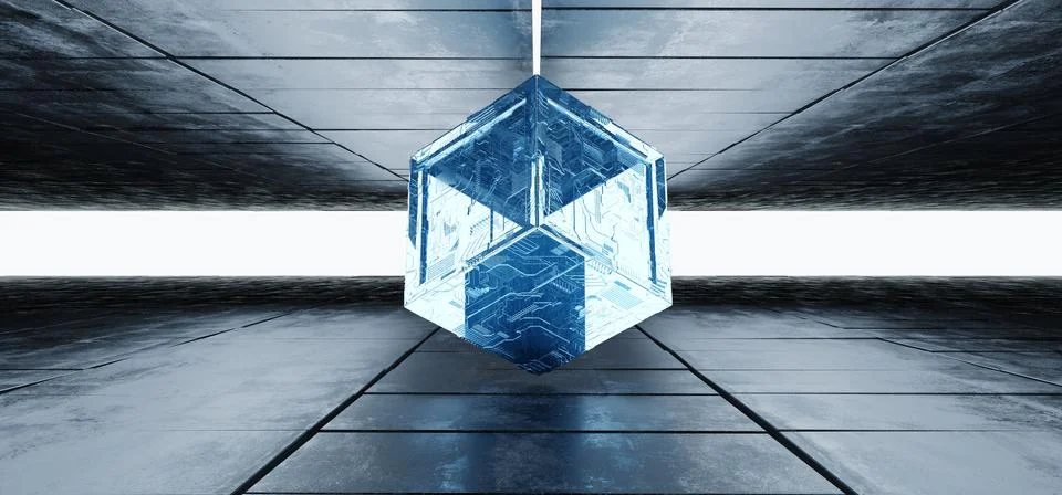 Alien Concrete Modern Empty Underground Tunnel Corridor With Abstract Glass G Illustrazione stock