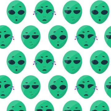 Alien cosmic emotions faces sadness joy anger Stock Illustration