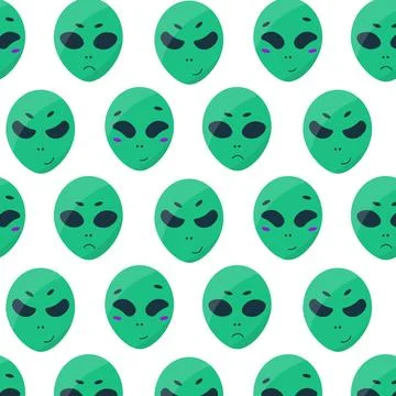 Alien cosmic emotions faces sadness joy anger Stock Illustration
