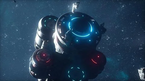 Alien craft is making its way towards our planet with the objective to invade Stock Photos