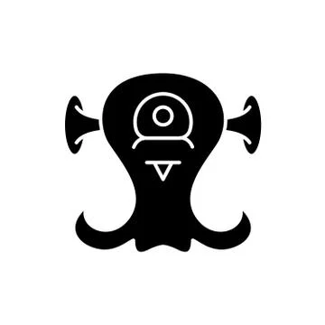 Alien creature black icon, vector sign on isolated background. Alien creature Stock Illustration