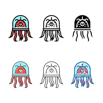 Alien creature with forms tentacles color icon vector Stock Illustration
