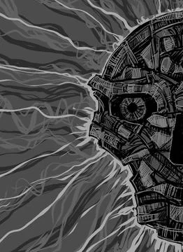 Alien creature, sketch, character idea for horror or game Stock Illustration