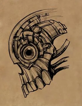Alien creature, sketch, character idea for horror or game Stock Illustration