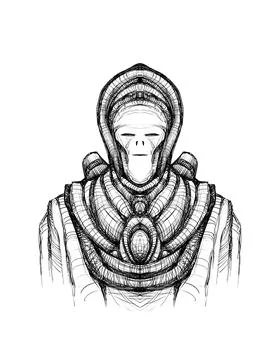 Alien creature, sketch, character idea for horror or game Stock Illustration