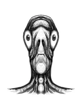 Alien creature, sketch, character idea for horror or game Stock Illustration