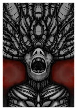 Alien creature, sketch, character idea for horror or game Stock Illustration