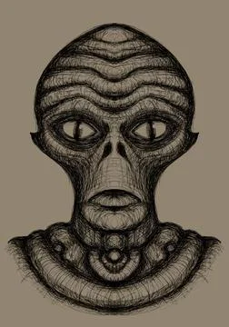 Alien creature, sketch, character idea for horror or game Stock Illustration