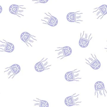 Alien creature with tentacles glyph seamless pattern Stock Illustration