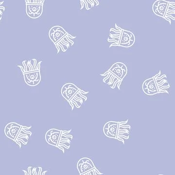 Alien creature with tentacles line seamless pattern 스톡 일러스트