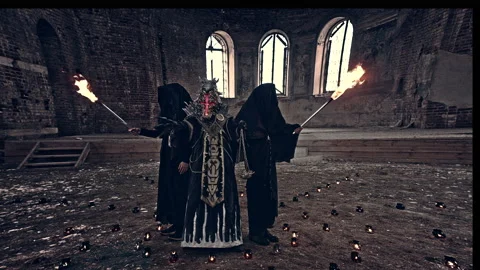 Alien creatures in an abandoned temple. Stock Footage 168491628