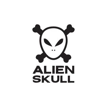 Alien with cross bone logo design vector graphic symbol icon sign illustrat.. Stock Illustration