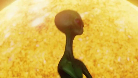 The alien dances to his song in front of the sun Stock Footage 290474455