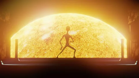 The alien dances to the song of the sun Video stock 290476818