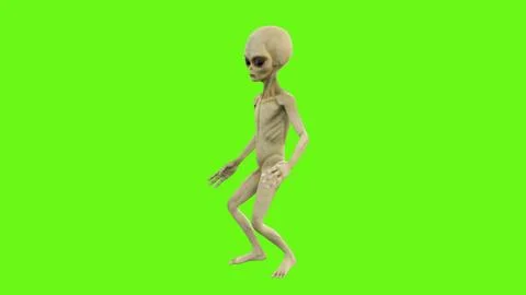 Alien dancing on green screen Stock Illustration