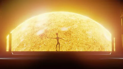 The alien is dancing in the sci-fi Sun Club Stock Footage 290478045