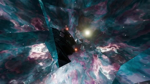 Alien dark matter cubic nebula tunnel, 3d seamless animation Stock Footage 273178494