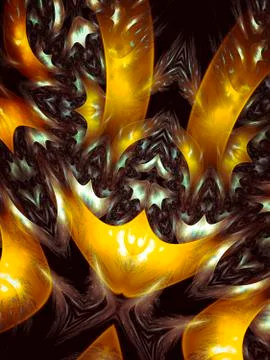 Alien, design display with fractals, creative background plant leaves, waves  Foto stock