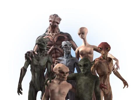 Alien Diversity: Group Portrait Stock Illustration