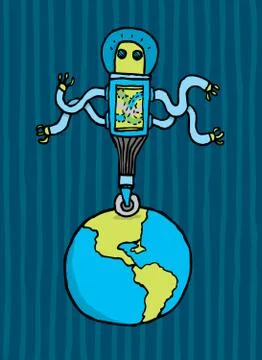 Alien domination over earth Stock Illustration